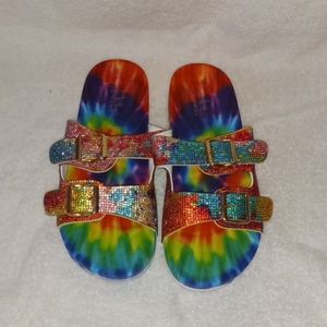 Nicole Miller NY tie dye rhinestone sandals